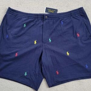 Polo by Ralph Lauren Navy Shorts with Multicolor Embroidery